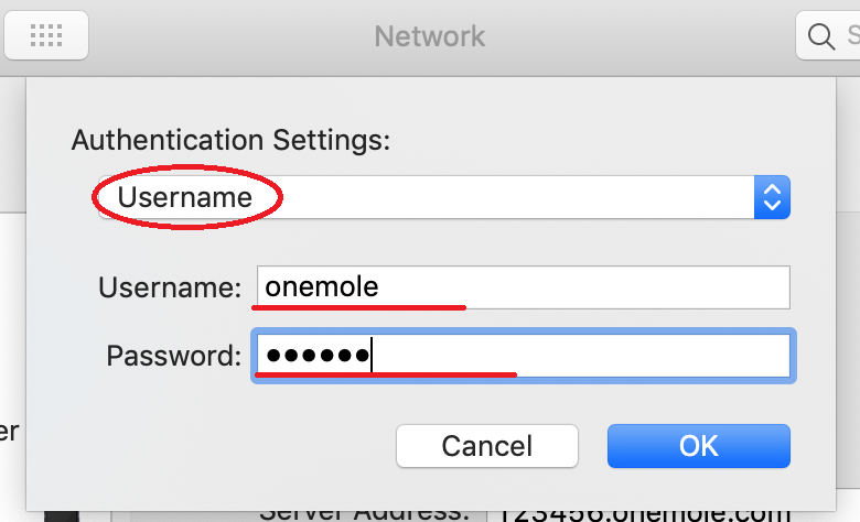 Setup OneMole IKEv2 VPN on MacOS High Sierra - Step 5