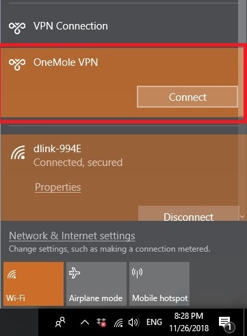 Setup OneMole IKEv2 VPN on Windows 10 - Step 5